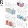 image:imagemDesign Plastic Bathroom Storage Container Bins w Handles  Closet Cabinet Vanity Cupboard Shelf Organization Hair Tools Accessory Organizer  Ligne Collection Clear 16x6x5 Pack of 816 x 6 x 5 Pack of 8