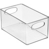 image:imagemDesign Plastic Storage Organizer Wide Container Bin with Handles for Bathroom Home Organization  Holds Vitamins Supplements Makeup Styling Tools  Ligne Collection  2 Pack  Clear