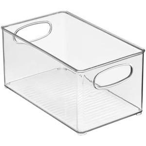 image:imagemDesign Plastic Bathroom Storage Container Bins w Handles  Closet Cabinet Vanity Cupboard Shelf Organization Hair Tools Accessory Organizer  Ligne Collection Clear 16x6x5 Pack of 810 x 6 x 5 Pack of 4