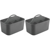 image:imagemDesign Small Plastic ShowerBath Storage Organizer Caddy Tote with Handle for Dorm Shelf Cabinet  Hold Soap Shampoo Conditioner Combs Brushes Lumiere Collection BlackCharcoal