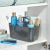 image:imagemDesign Small Plastic ShowerBath Storage Organizer Caddy Tote with Handle for Dorm Shelf Cabinet  Hold Soap Shampoo Conditioner Combs Brushes Lumiere Collection BlackCharcoal