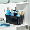image:imagemDesign Small Plastic ShowerBath Storage Organizer Caddy Tote with Handle for Dorm Shelf Cabinet  Hold Soap Shampoo Conditioner Combs Brushes Lumiere Collection BlackBlack