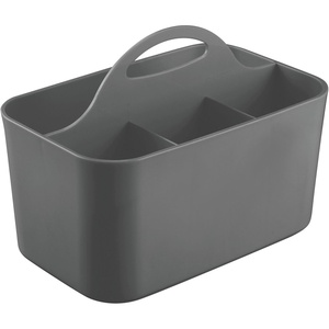 image:imagemDesign Small Plastic ShowerBath Storage Organizer Caddy Tote with Handle for Dorm Shelf Cabinet  Hold Soap Shampoo Conditioner Combs Brushes Lumiere Collection BlackCharcoal